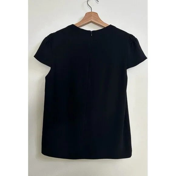Maje Fraiche Keyhole Black Embroidered Short Sleeve Blouse size 2 $345 - Picture 15 of 15